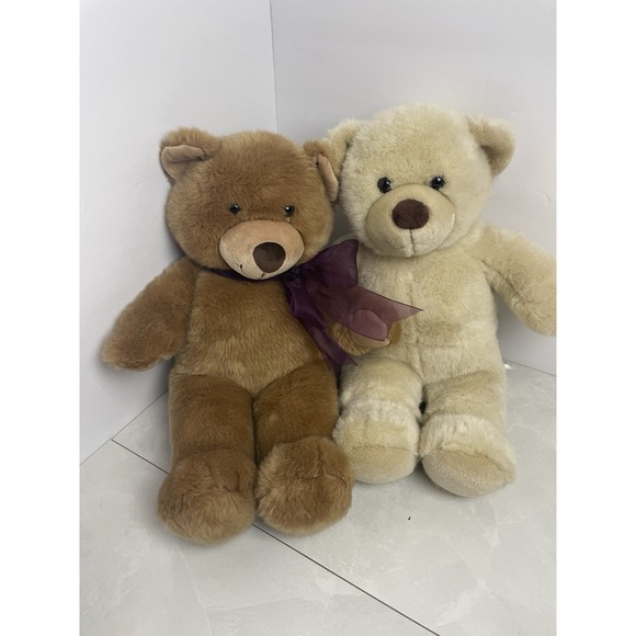 Lot of 2 Build-A-Bear Vanilla‎ & Brown Classic Teddy Bears 15" Plush Retired - Picture 1 of 13